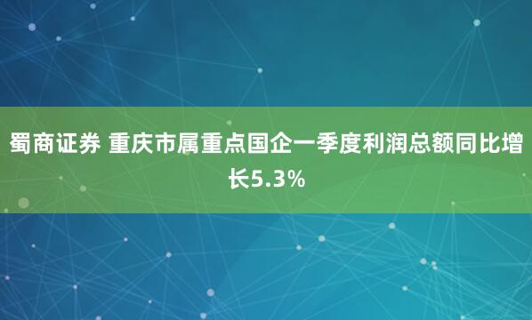 蜀商证券 重庆市属重点国企一季度利润总额同比增长5.3%